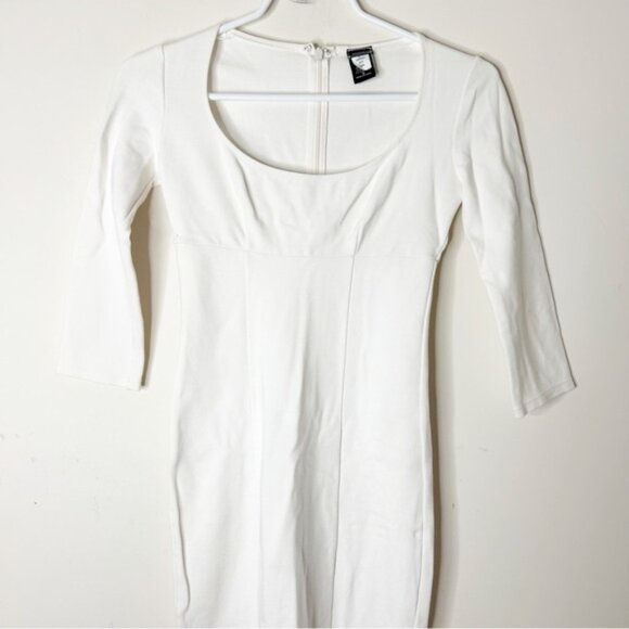 Victoria's Secret Moda Bodycon Mini Dress 3/4 Sleeves White Y2k 2000s Size 0 - Picture 3 of 14